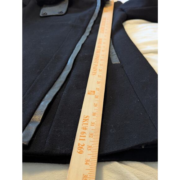 Via Spiga Wool Faux Fur Asymmetrical Full Zip Black Long Coat Jacket Sz 2 - Picture 11 of 11